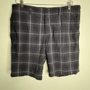 Tommy Bahama Shorts Men Size 36x10 Stretch Expandable Waist‎ Black Plaid